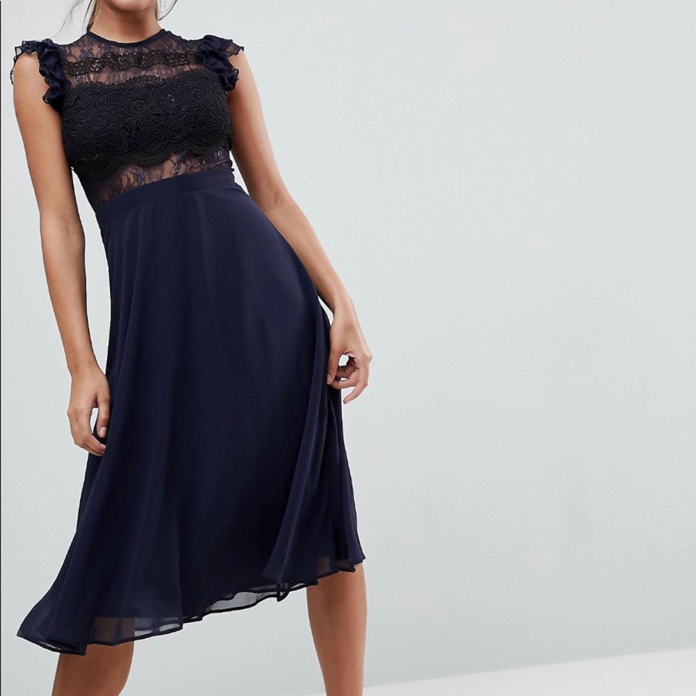 ASOS lace panel midi dress in Navy US size 4